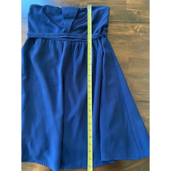 NEW W/TAGS Apricot Lane Ya Los Angeles Blue Chiffon Strapless Mini Tie Dress L - Picture 7 of 12